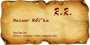 Reiser Réka névjegykártya