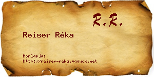 Reiser Réka névjegykártya